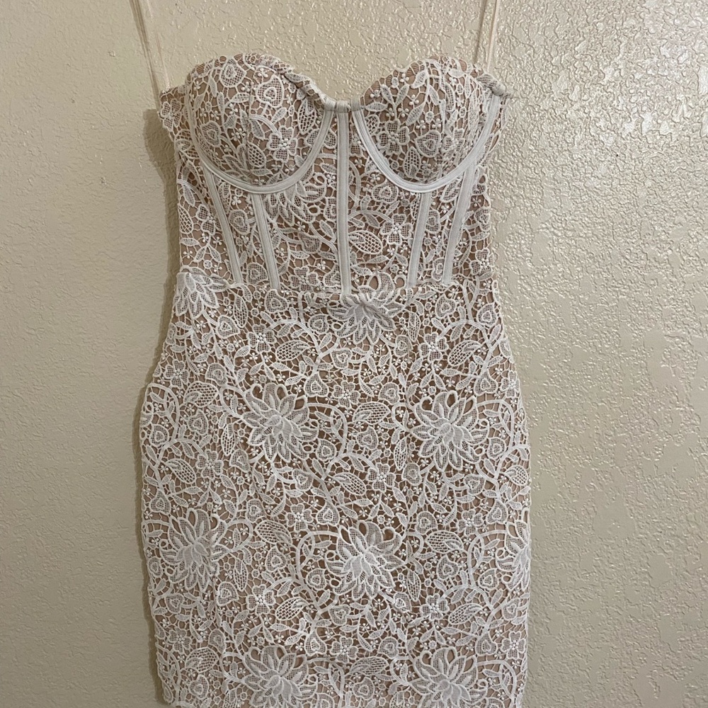 Fashion Nova Strapless White Lace Dress - Picture 5 of 5